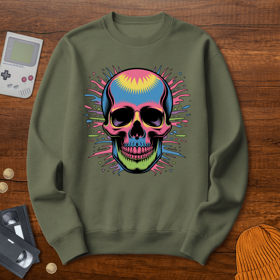 Printify Sweatshirt S / Military Green Skull - Sweatshirt
