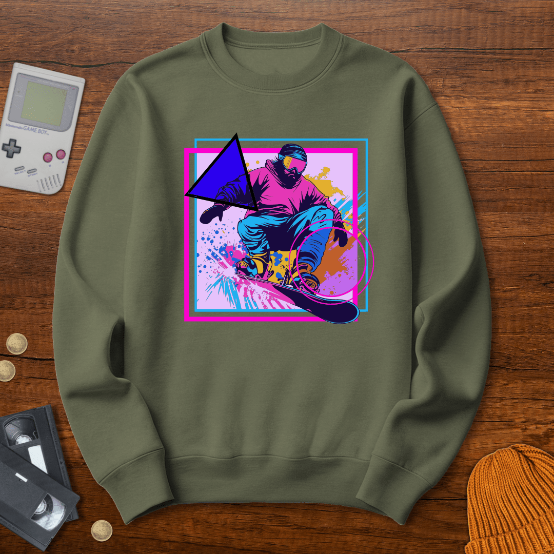 Printify Sweatshirt S / Military Green Snowboarder - Sweatshirt