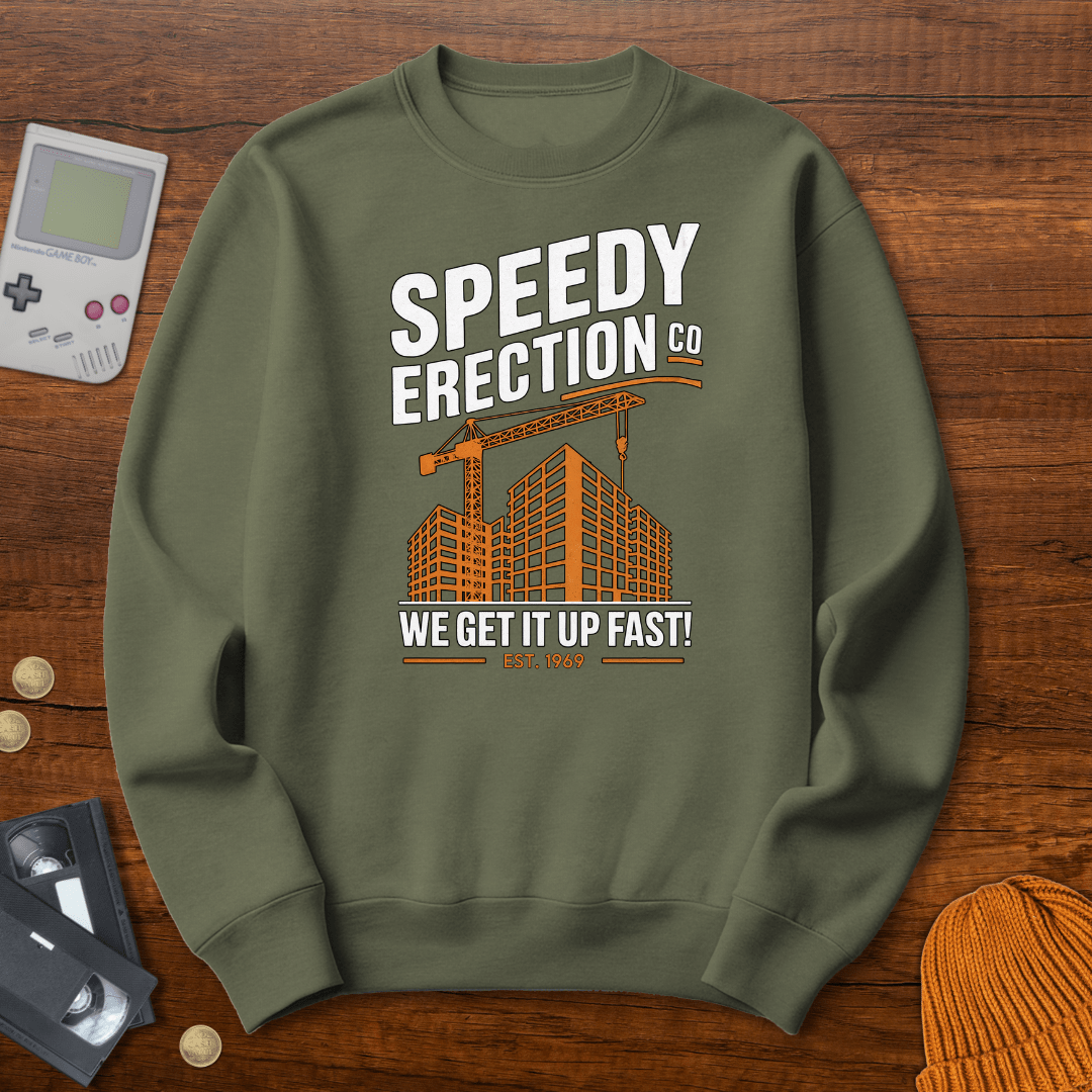 Printify Sweatshirt S / Military Green Speedy Erection - Sweatshirt