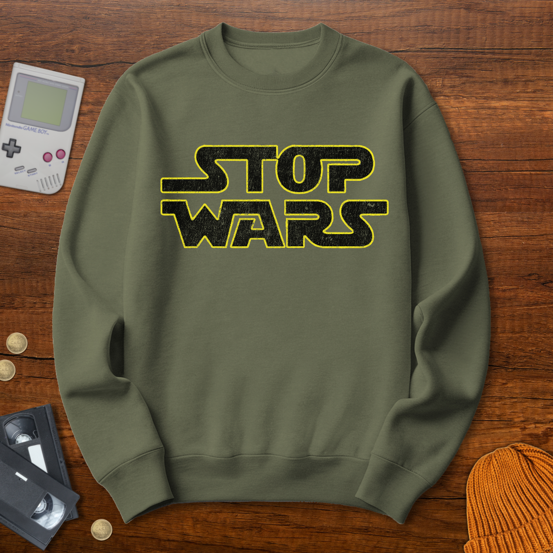 Printify Sweatshirt S / Military Green Stop Wars - Sweatshirt