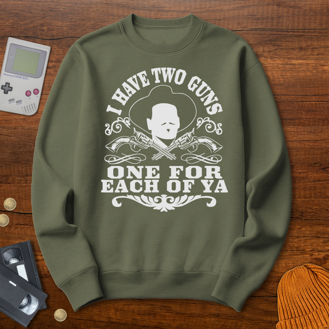 Printify Sweatshirt S / Military Green Two Guns - Sweatshirt