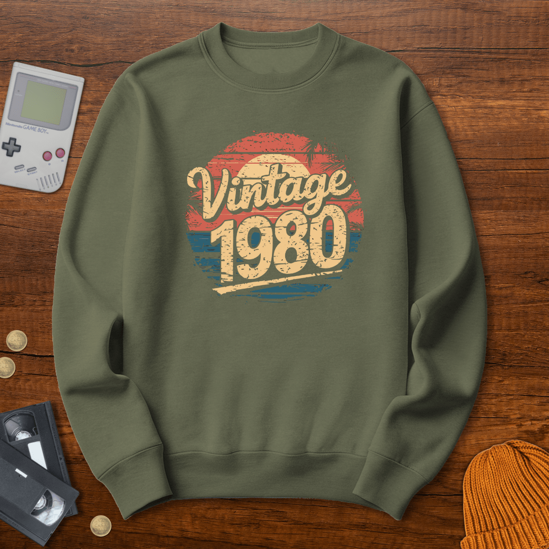 Printify Sweatshirt S / Military Green Vintage 80s - Sweatshirt