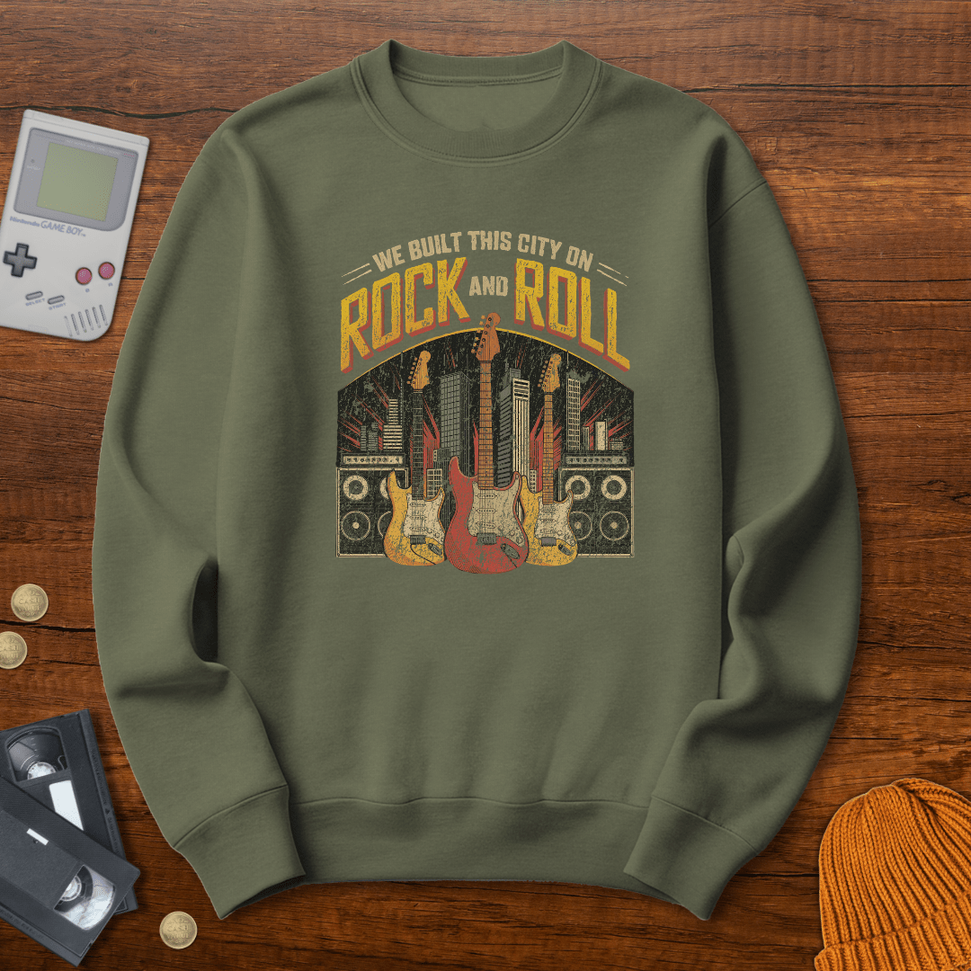 Printify Sweatshirt S / Military Green We built this city - Sweatshirt