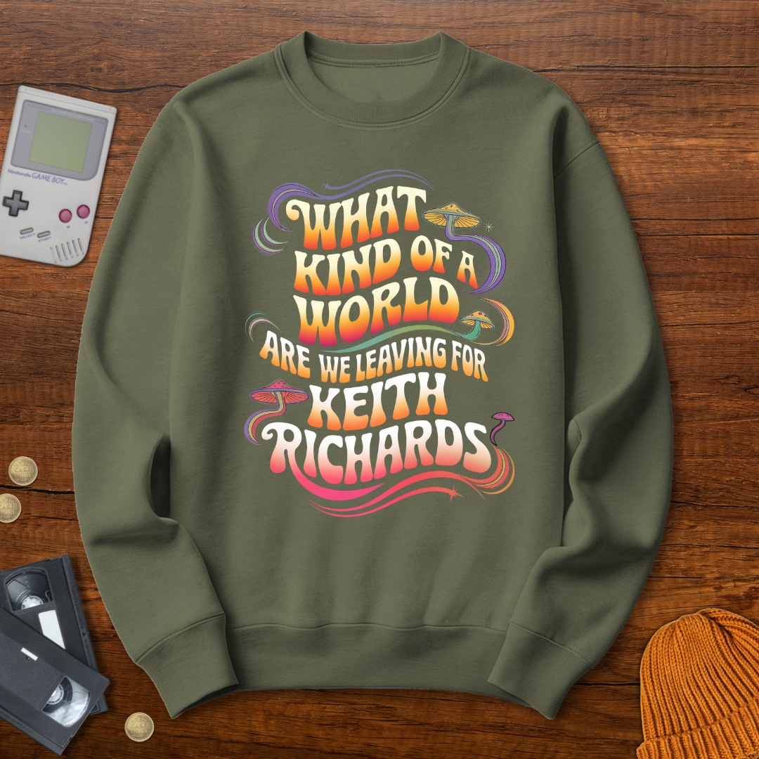 Printify Sweatshirt S / Military Green What kind of world - Sweatshirt