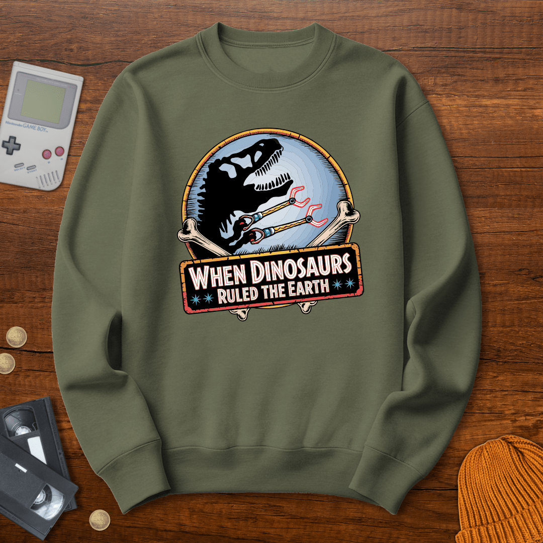 Printify Sweatshirt S / Military Green When Dinosaurs Ruled the Earth - Sweatshirt