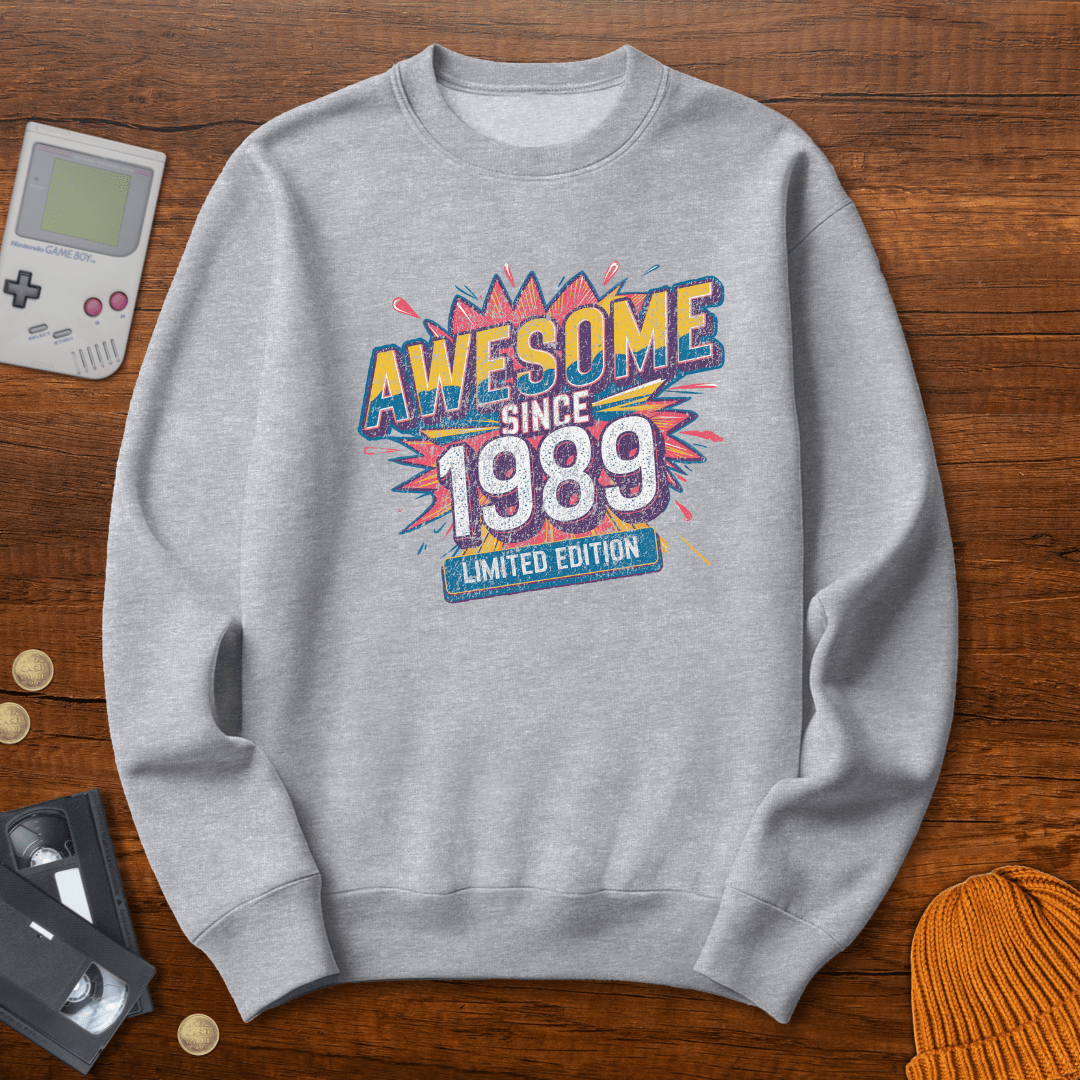 Printify Sweatshirt S / Sport Grey Awesome 1989 - Sweatshirt