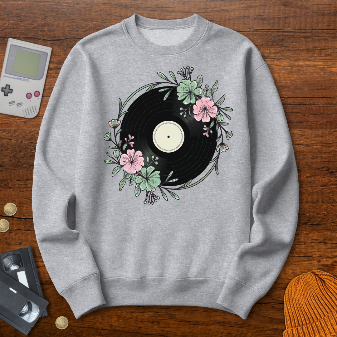 Printify Sweatshirt S / Sport Grey Flower Record - Sweatshirt