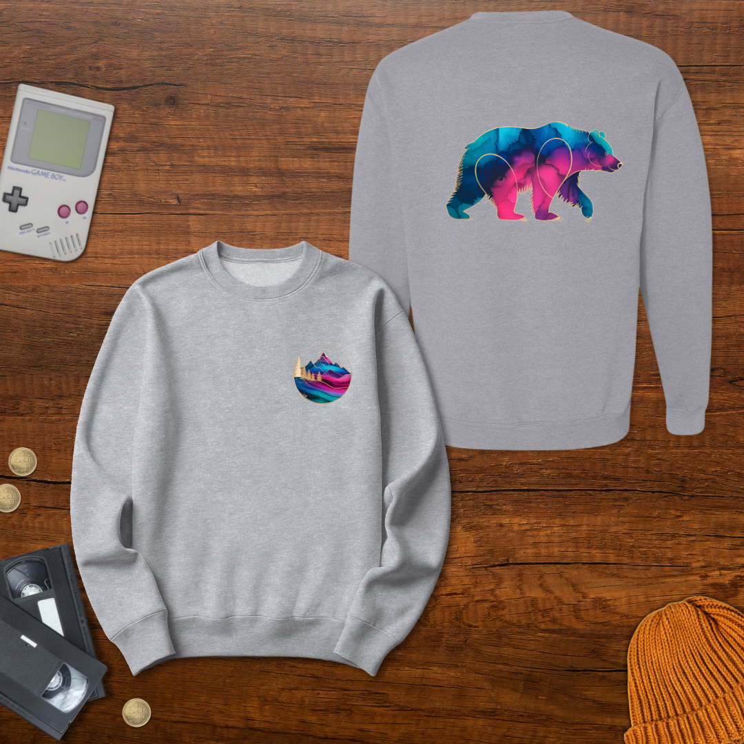 Printify Sweatshirt S / Sport Grey Gradient Grizzly - Sweatshirt