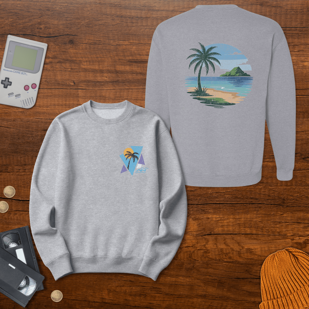 Printify Sweatshirt S / Sport Grey Vintage Beach Vibes - Sweatshirt