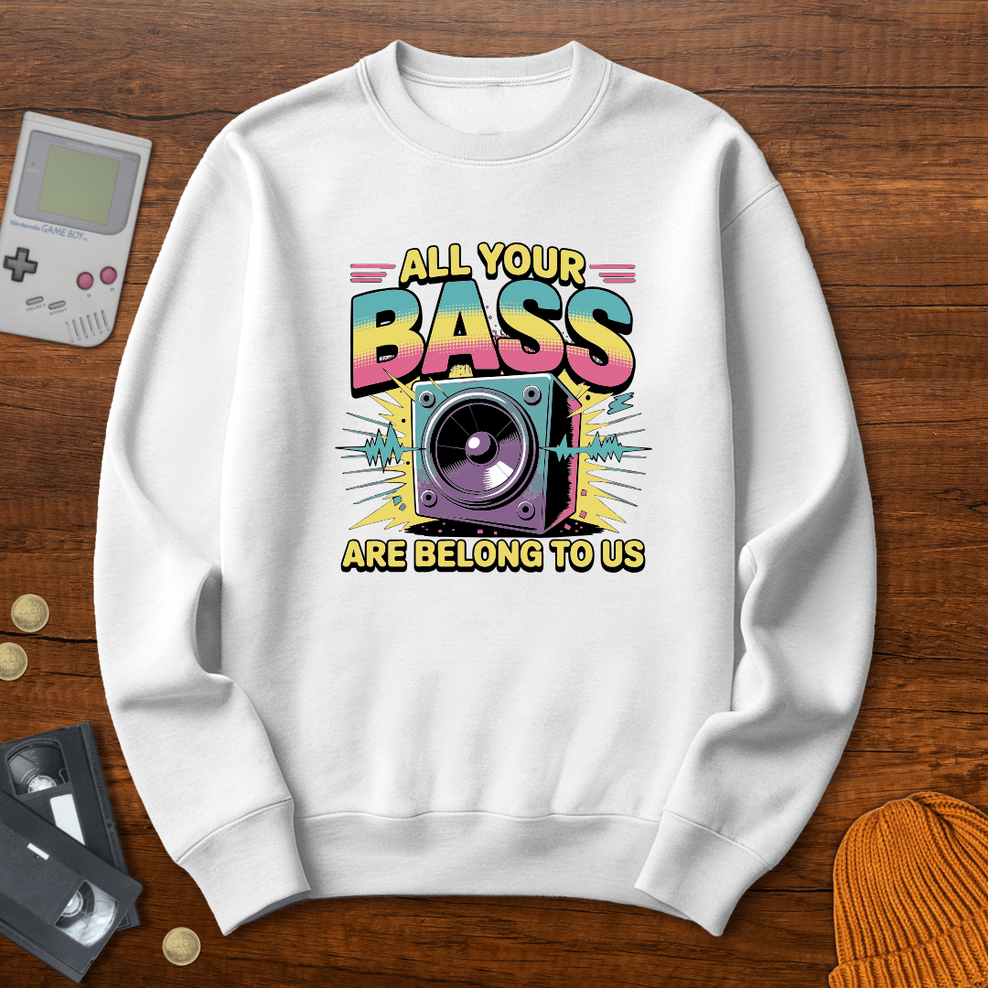 Printify Sweatshirt S / White All your bass - Sweatshirt