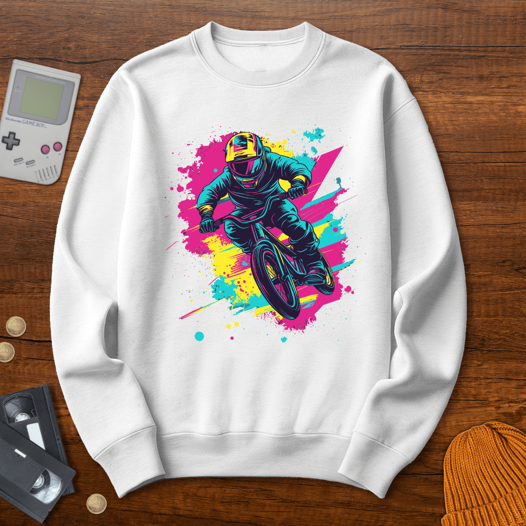 Printify Sweatshirt S / White BMX Kid- Sweatshirt
