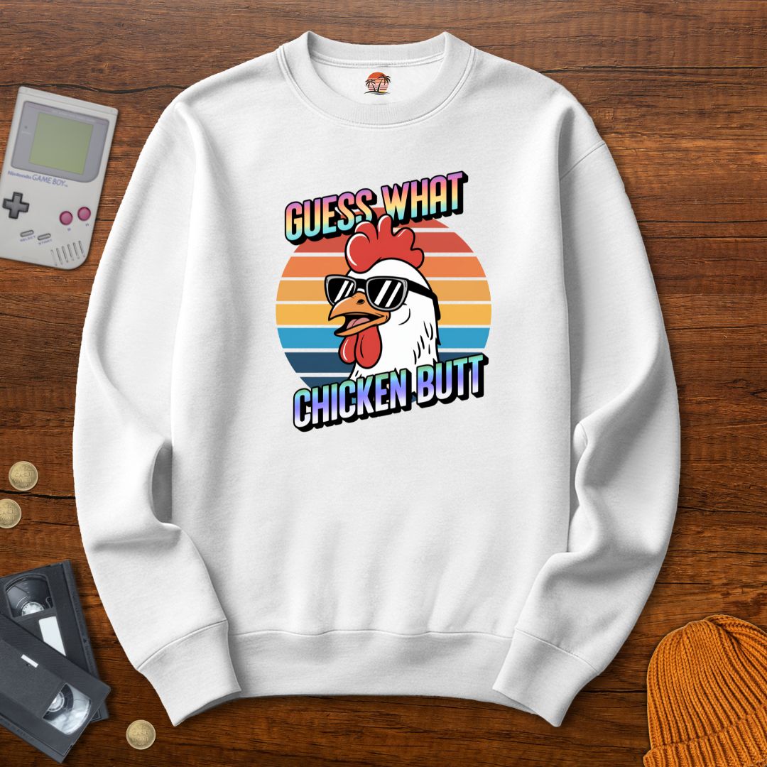 Printify Sweatshirt S / White ChickenButt - Sweatshirt