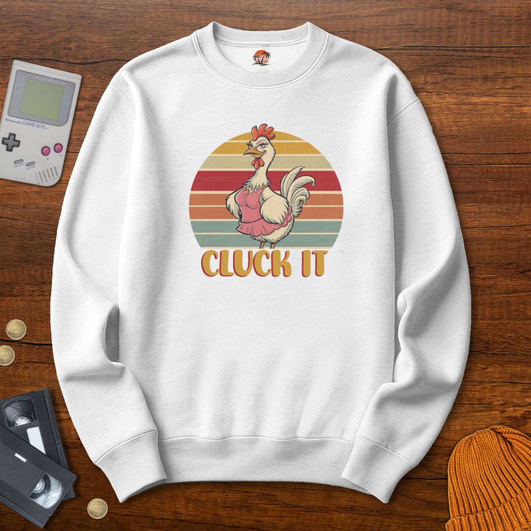Printify Sweatshirt S / White Cluck It - Sweatshirt