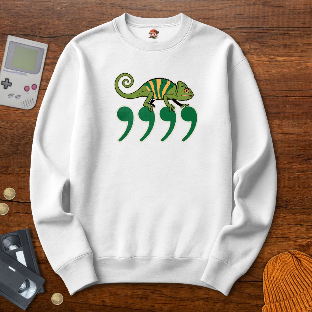 Printify Sweatshirt S / White Comma Chameleon - Sweatshirt