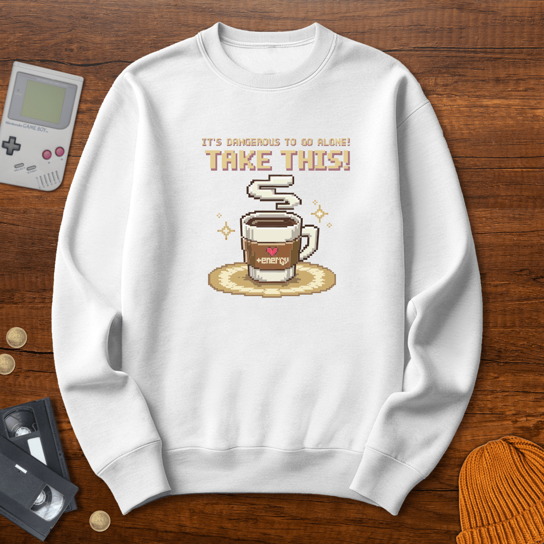 Printify Sweatshirt S / White Dangerous to go alone - Sweatshirt