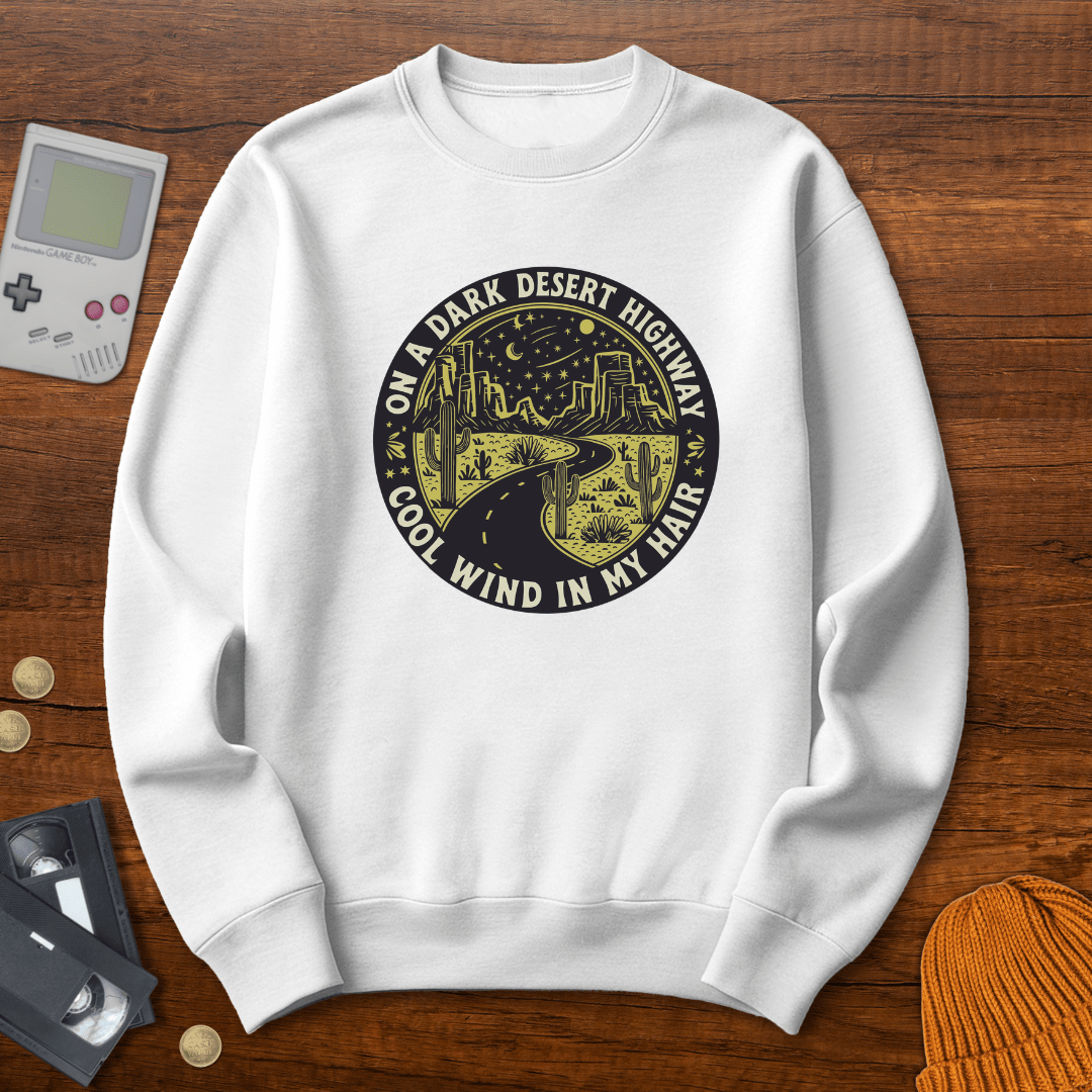 Printify Sweatshirt S / White Dark Desert Highway - Sweatshirt