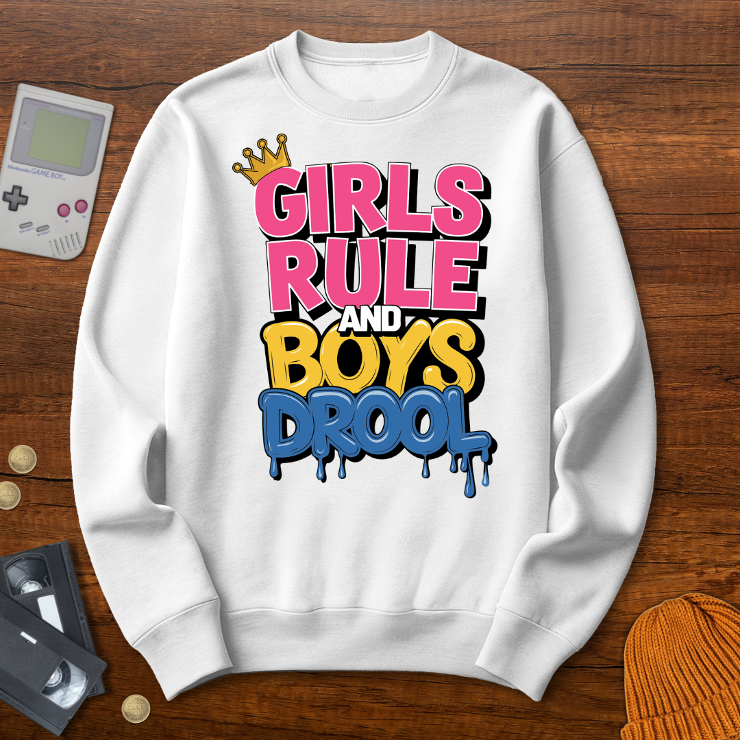 Printify Sweatshirt S / White Girls Rule - Sweatshirt