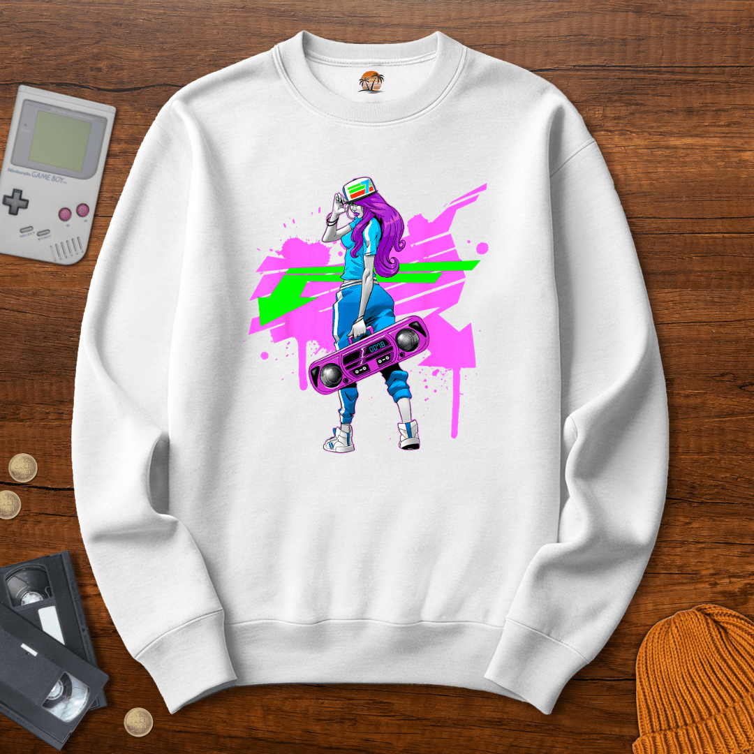 Printify Sweatshirt S / White Graffit Girl - Sweatshirt