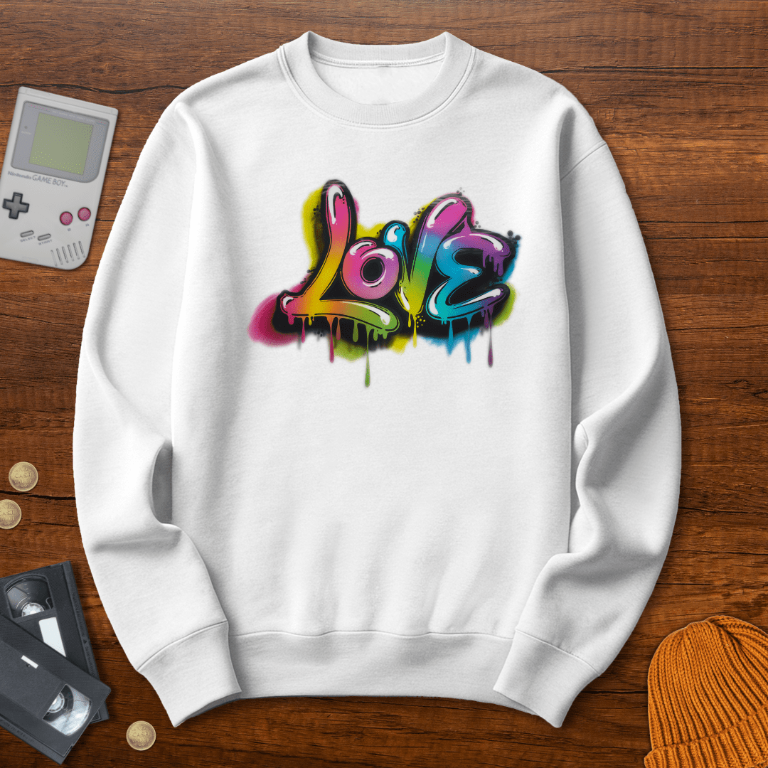 Printify Sweatshirt S / White Graffiti Love - Sweatshirt