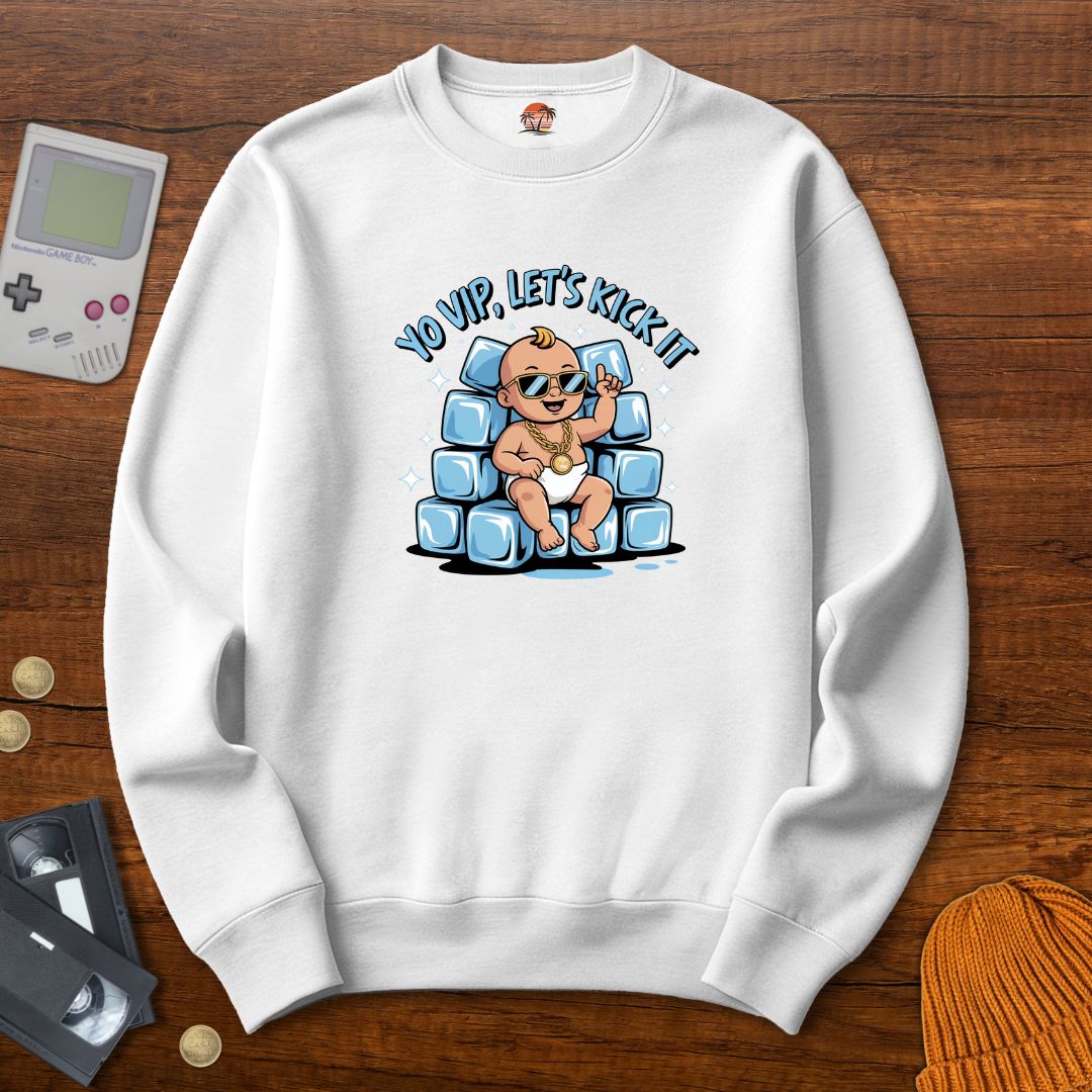 Printify Sweatshirt S / White ice ice baby - Sweatshirt