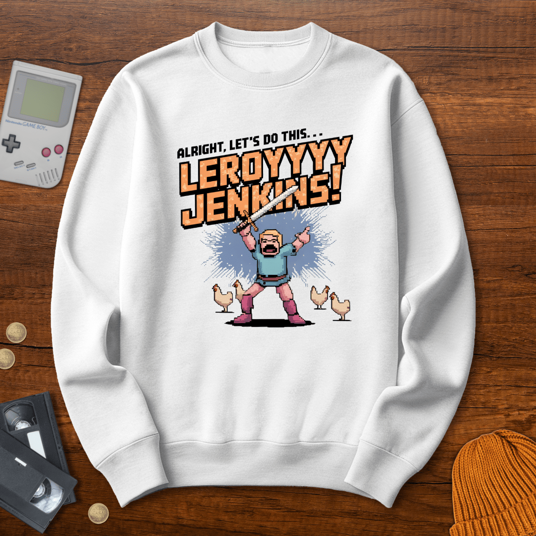 Printify Sweatshirt S / White Leeroy Jenkins - Sweatshirt