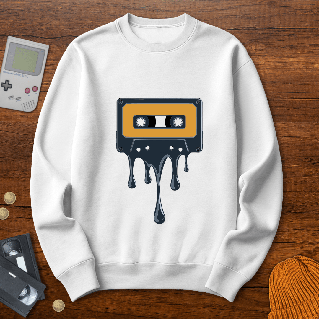 Printify Sweatshirt S / White Melted Cassette - Sweatshirt