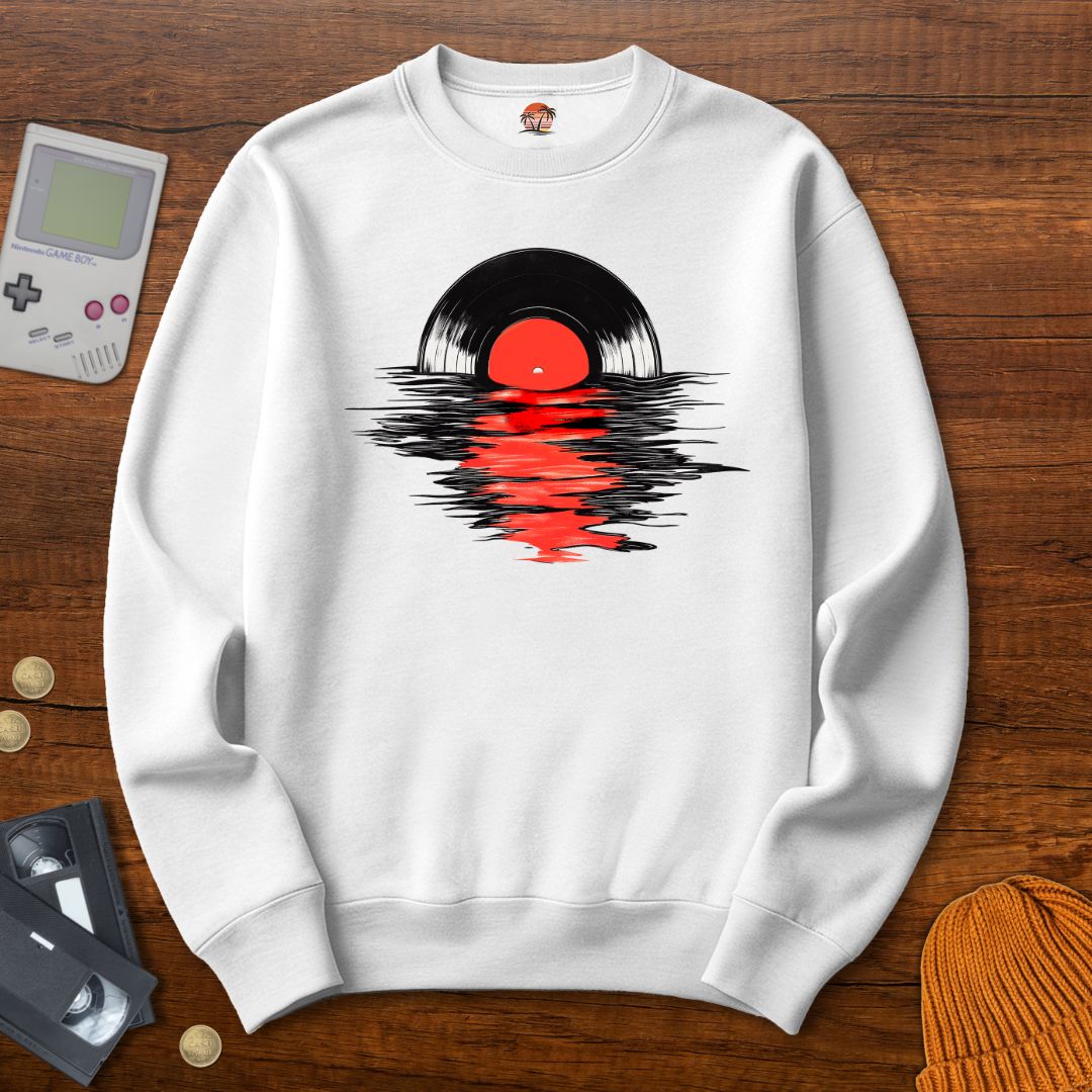 Printify Sweatshirt S / White Record Sunset - Sweatshirt