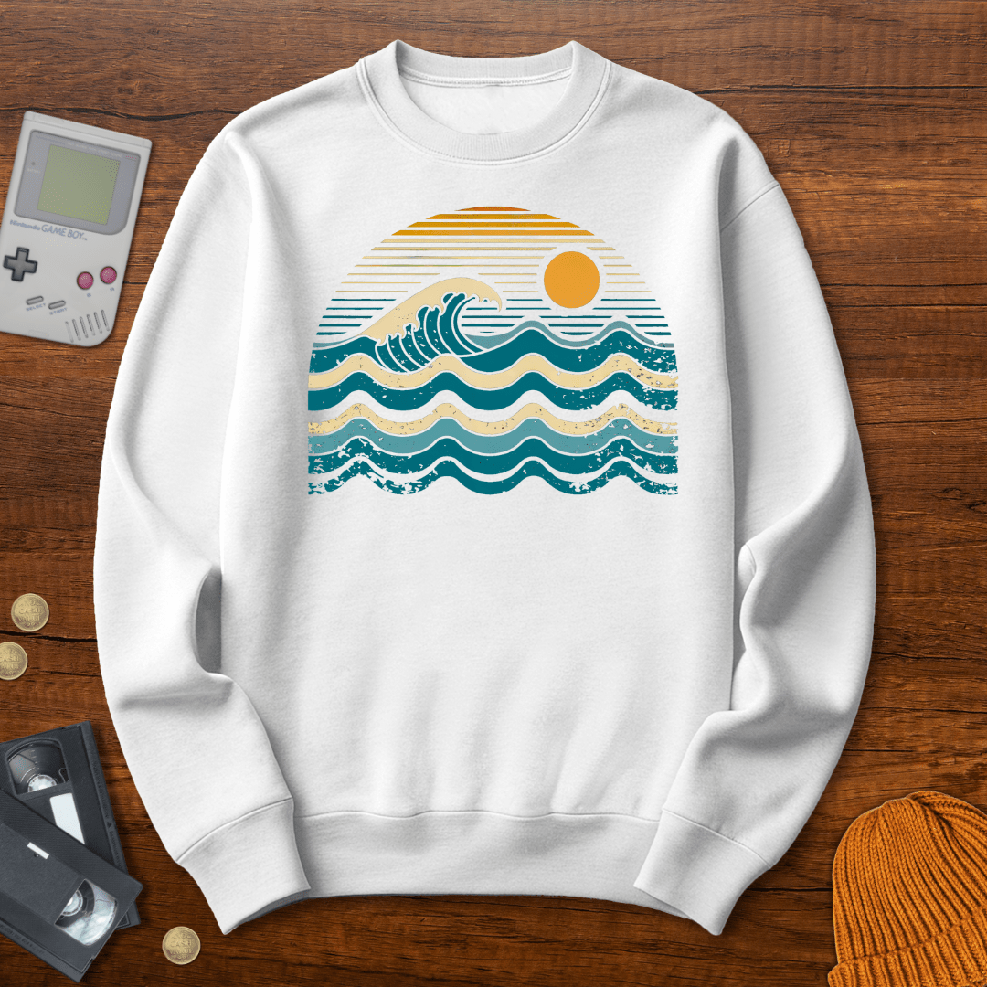 Printify Sweatshirt S / White Retro Waves - Sweatshirt