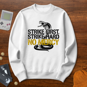 Printify Sweatshirt S / White Strike First - Sweatshirt