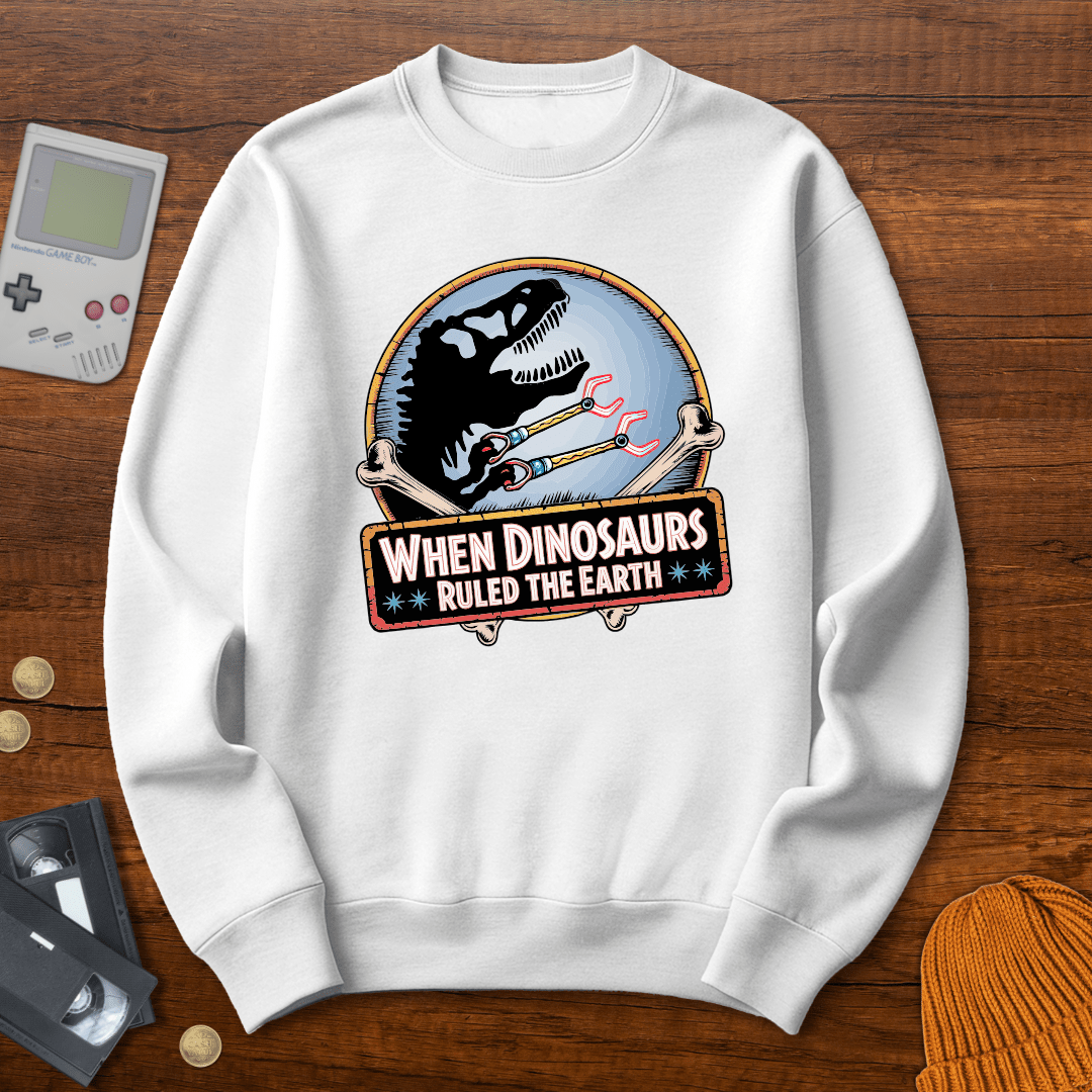 Printify Sweatshirt S / White When Dinosaurs Ruled the Earth - Sweatshirt
