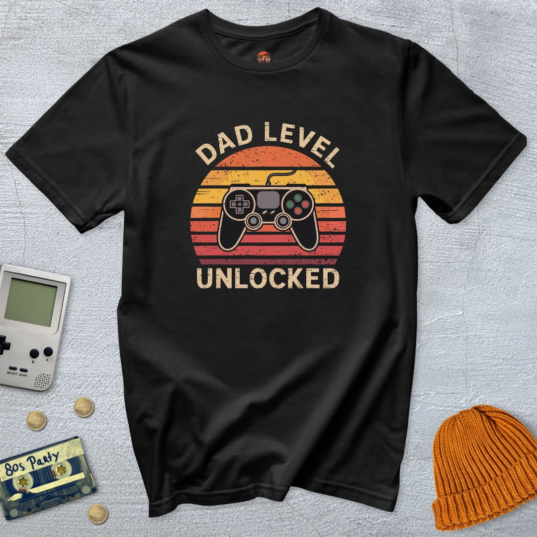 Printify T-Shirt Black / S Dad Level Unlocked - Shirt