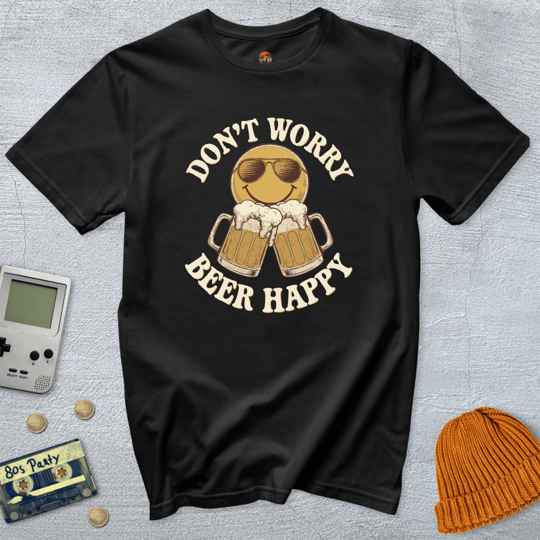 Printify T-Shirt Black / S Don't Worry Beer Happy - Shirt