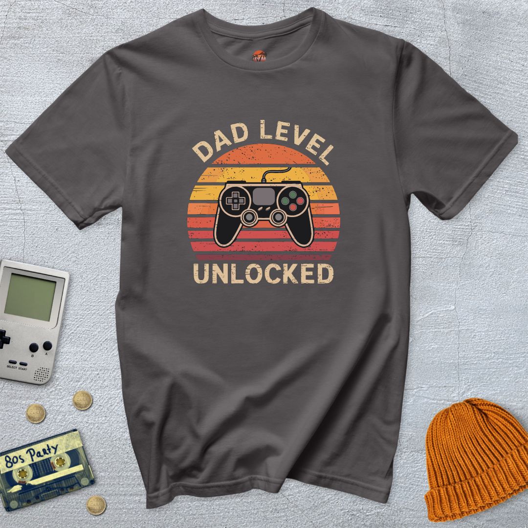 Printify T-Shirt Charcoal / S Dad Level Unlocked - Shirt