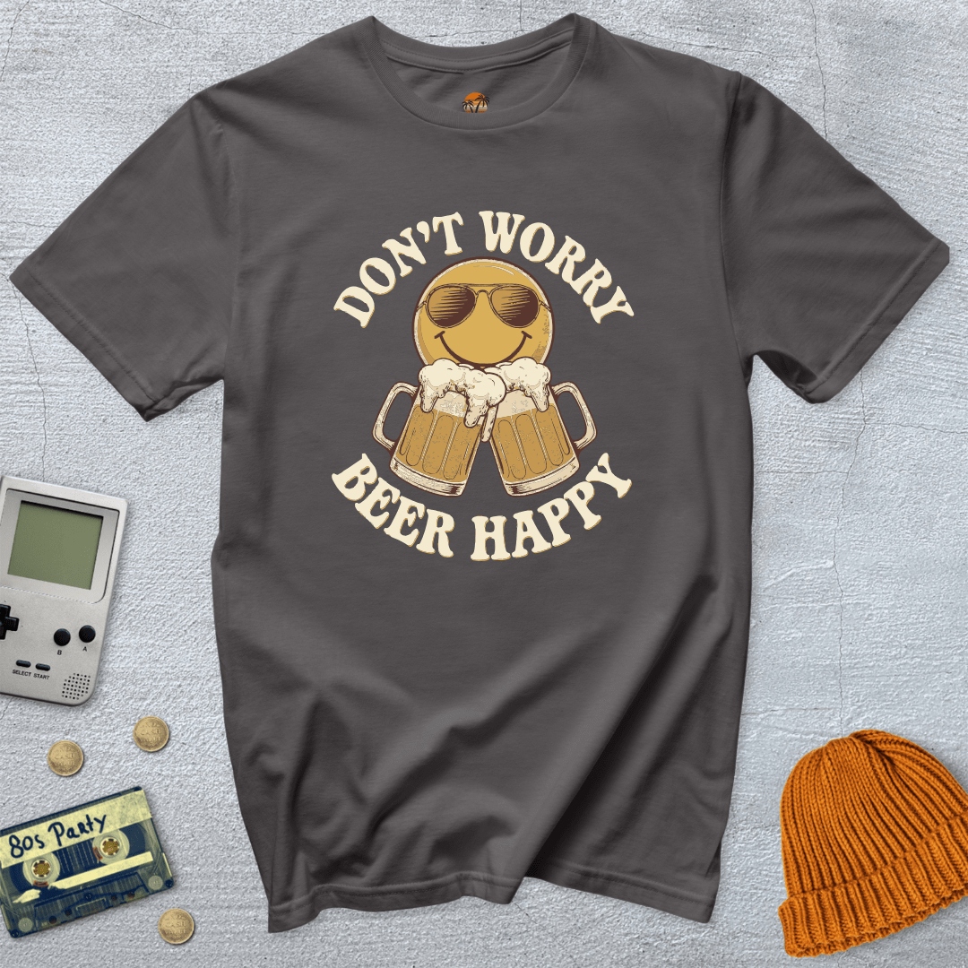 Printify T-Shirt Charcoal / S Don't Worry Beer Happy - Shirt
