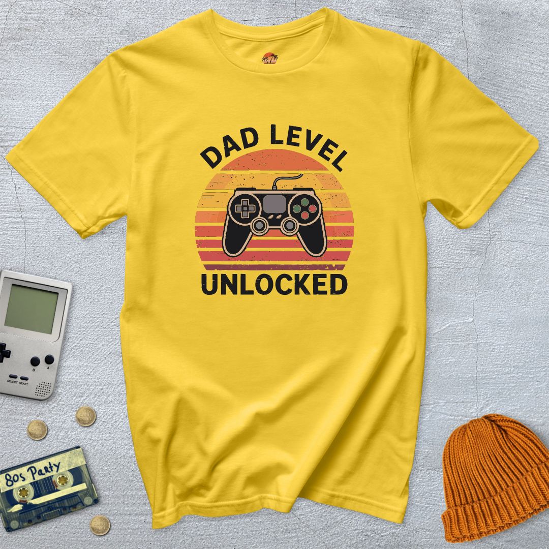 Printify T-Shirt Dad Level Unlocked - Shirt