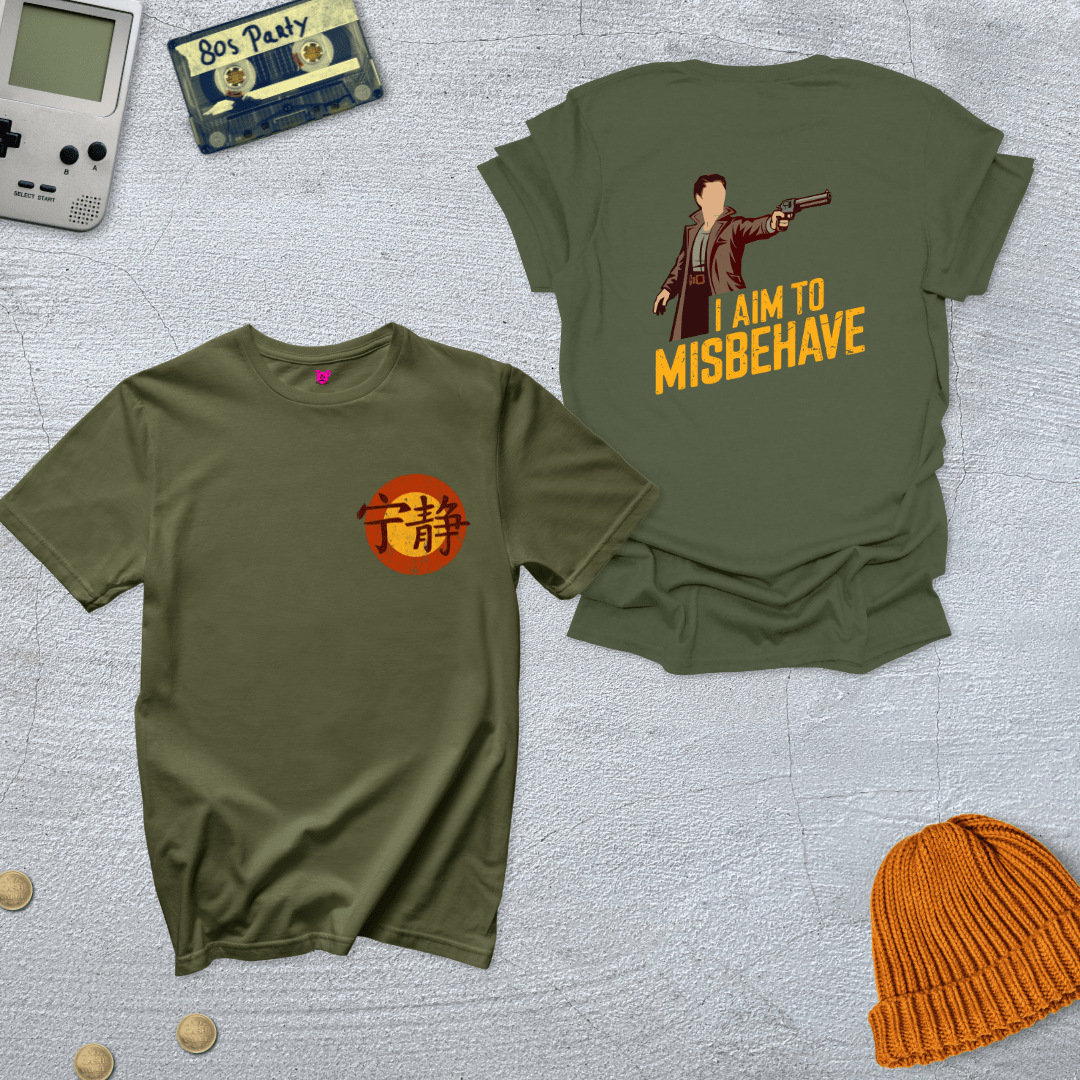 Printify T-Shirt Military Green / S Aim to Misbehave - Shirt