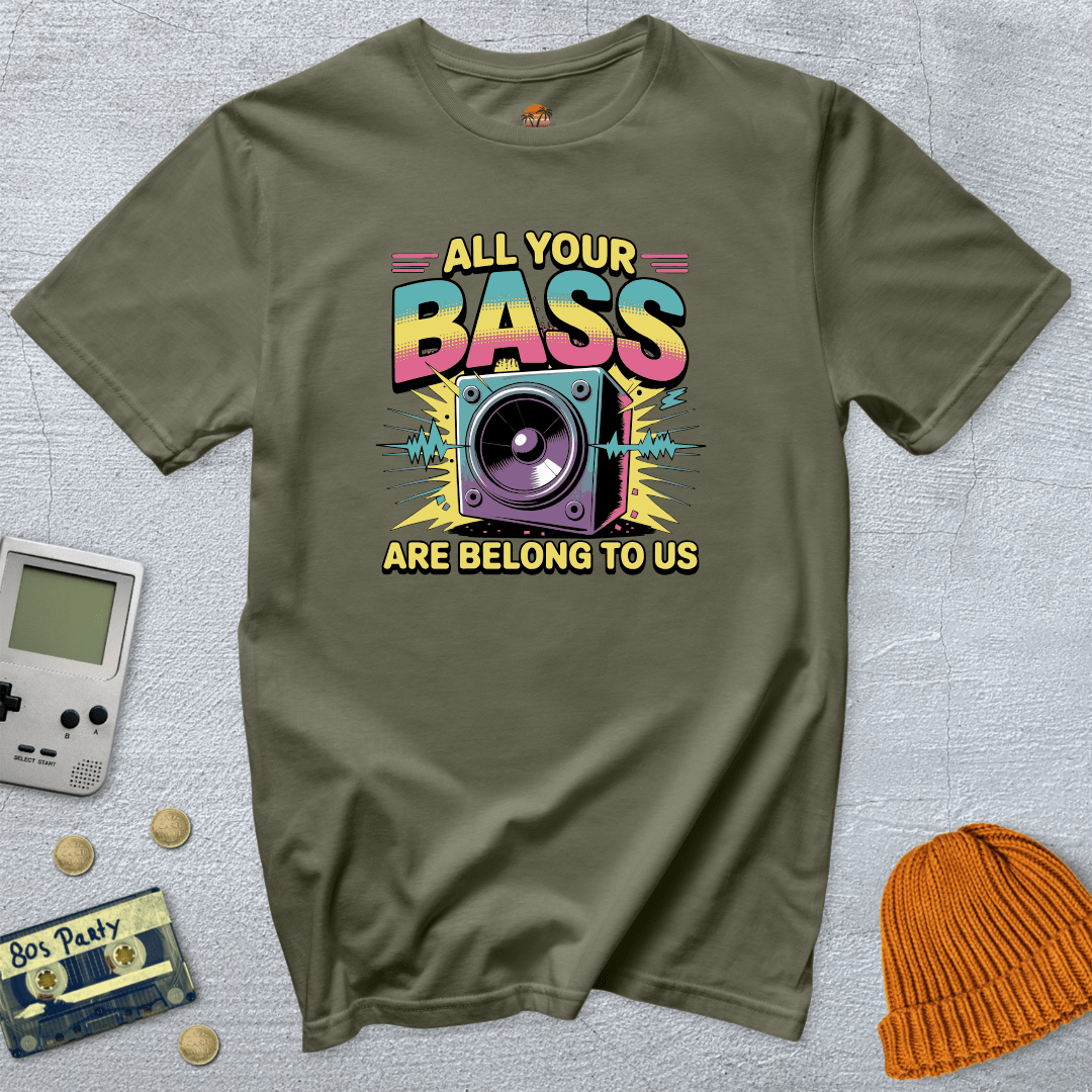 Printify T-Shirt Military Green / S All your bass - Shirt