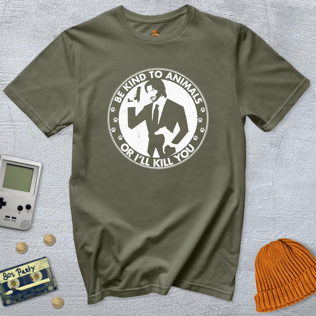 Printify T-Shirt Military Green / S Be Kind To Animals - Shirt