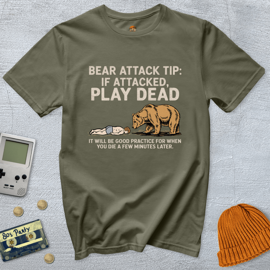Printify T-Shirt Military Green / S Bear Attack - Shirt