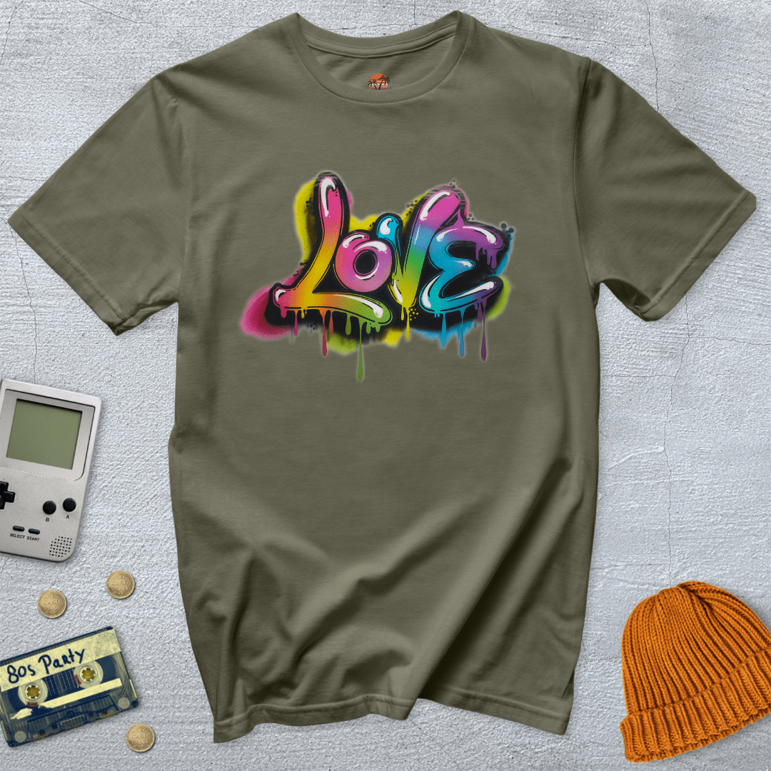 Printify T-Shirt Military Green / S Graffiti Love -  Shirt