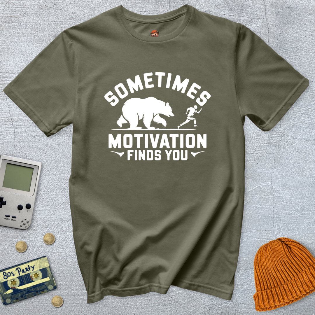 Printify T-Shirt Military Green / S Motivation Finds You - Shirt