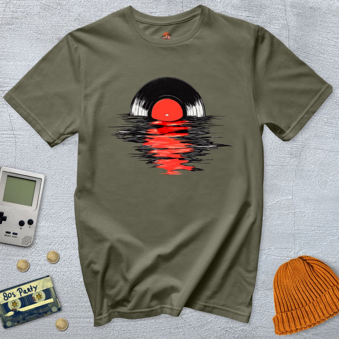 Printify T-Shirt Military Green / S Record Sunset - Shirt