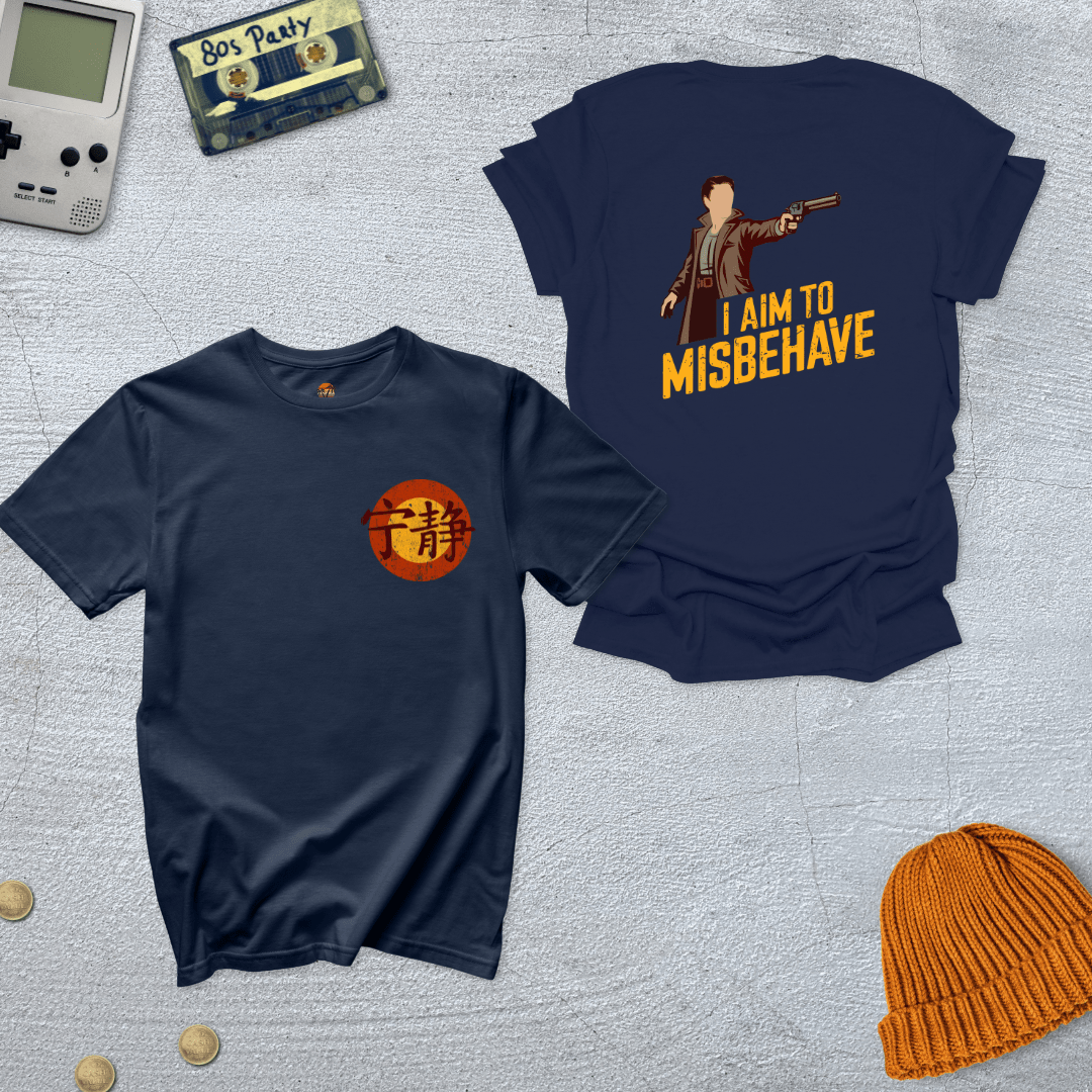 Printify T-Shirt Navy / S Aim to Misbehave - Shirt