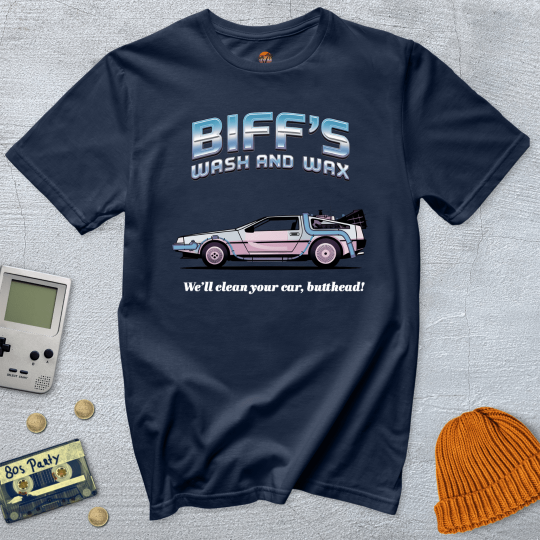 Printify T-Shirt Navy / S Biffs Wash and Wax - Shirt