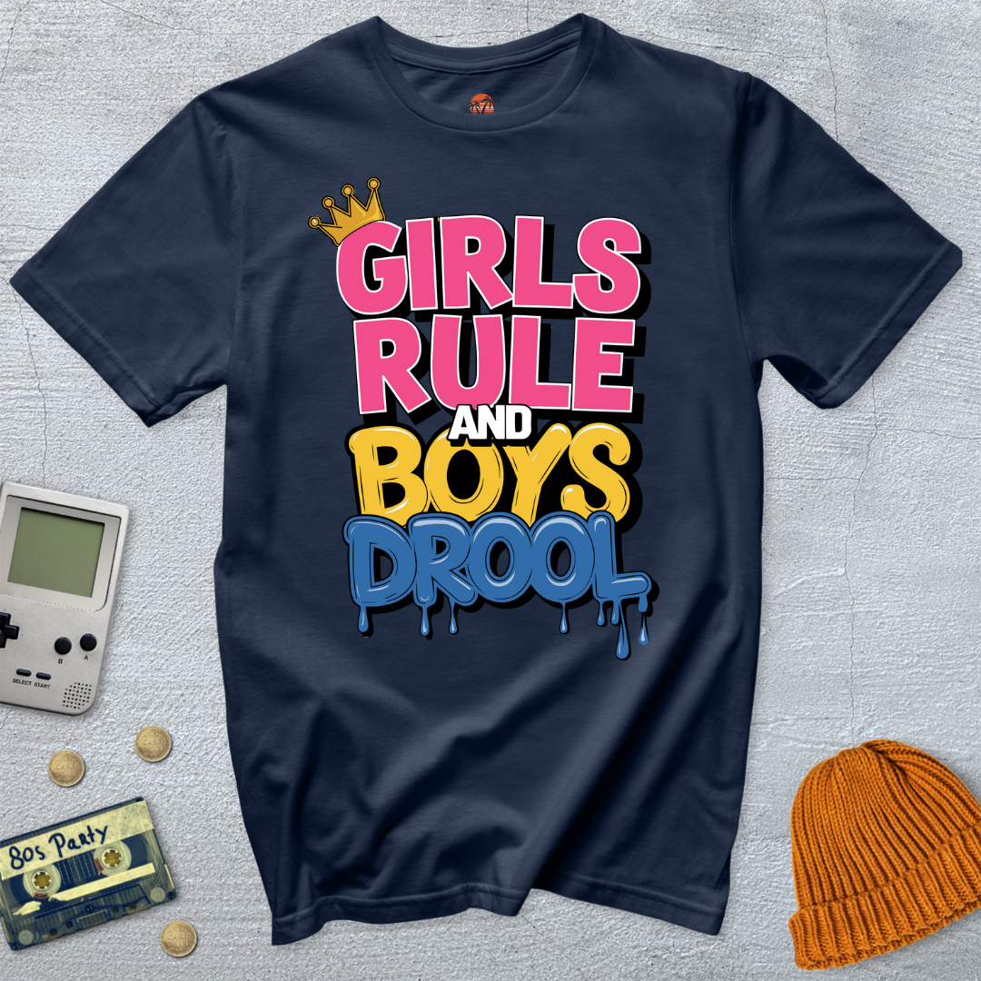 Printify T-Shirt Navy / S Girls Rule - Shirt
