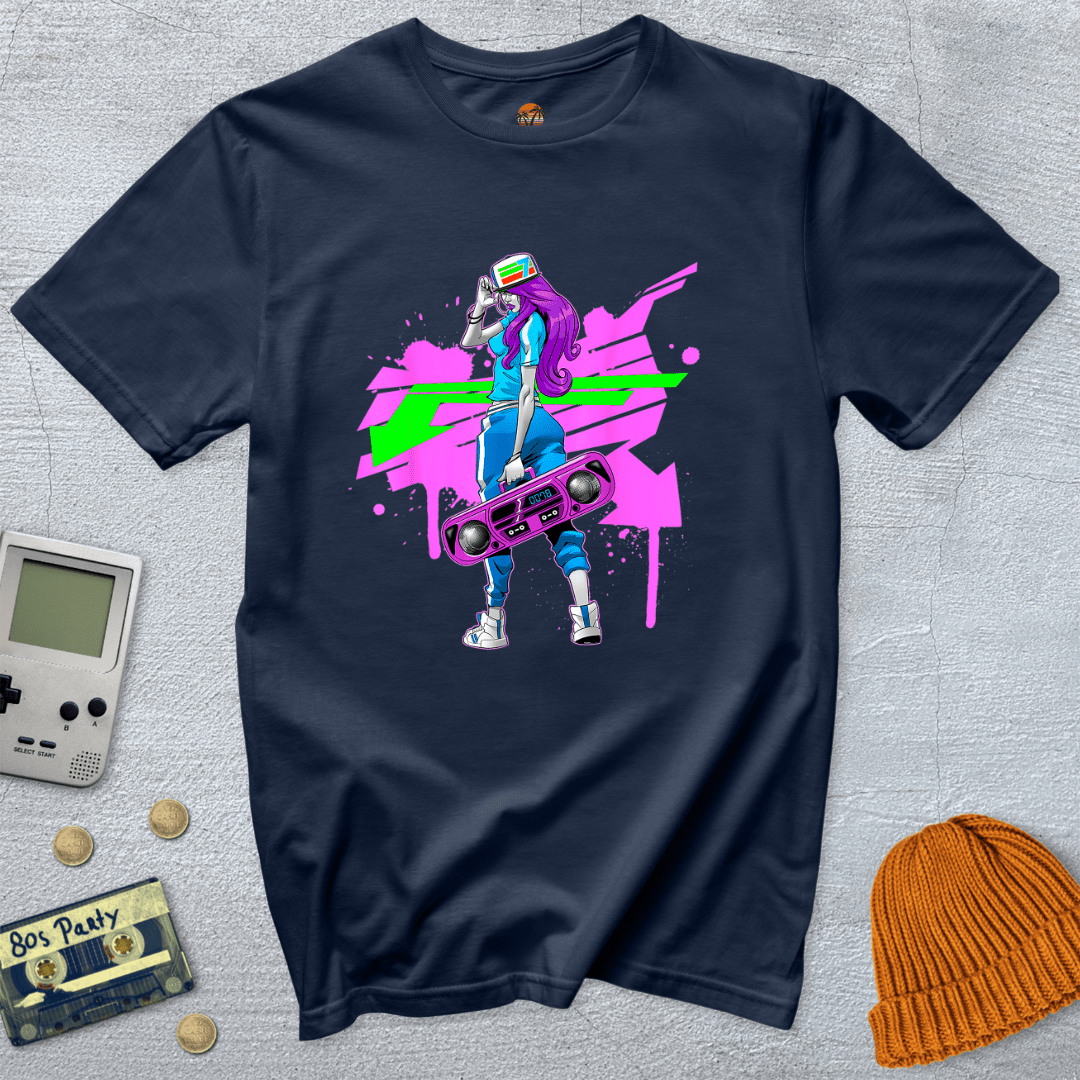Printify T-Shirt Navy / S Graffiti Girl - Shirt