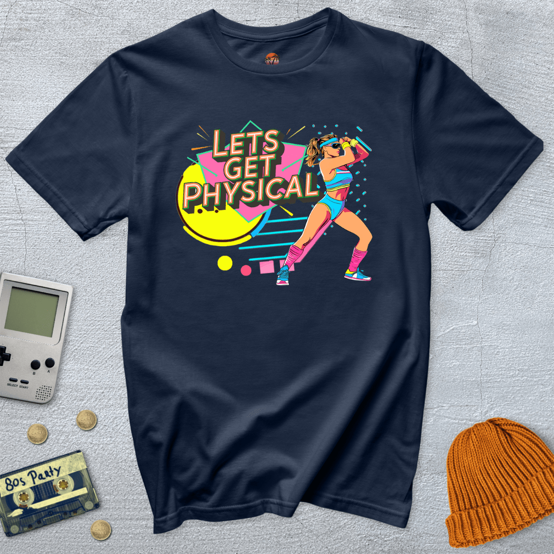 Printify T-Shirt Navy / S Lets Get Physical - Shirt