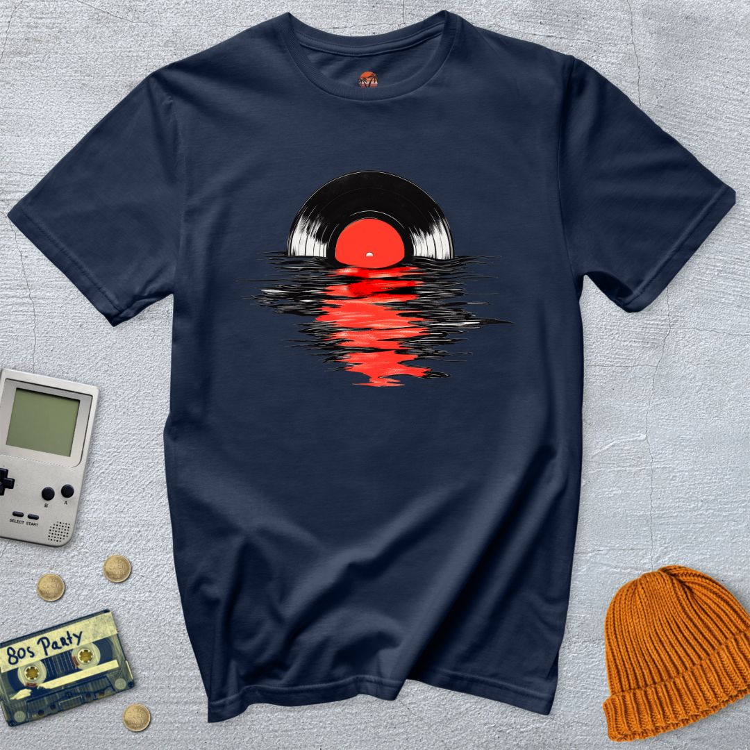 Printify T-Shirt Navy / S Record Sunset - Shirt