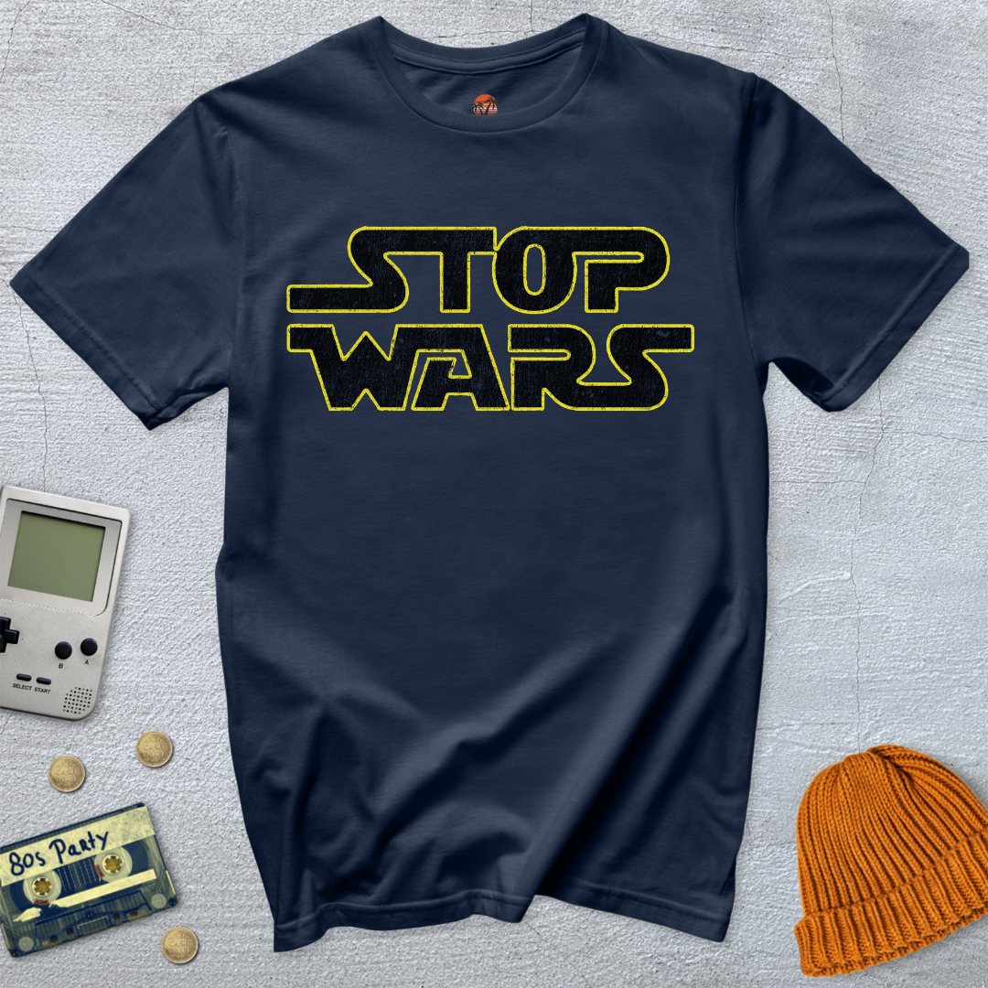 Printify T-Shirt Navy / S Stop Wars - Shirt