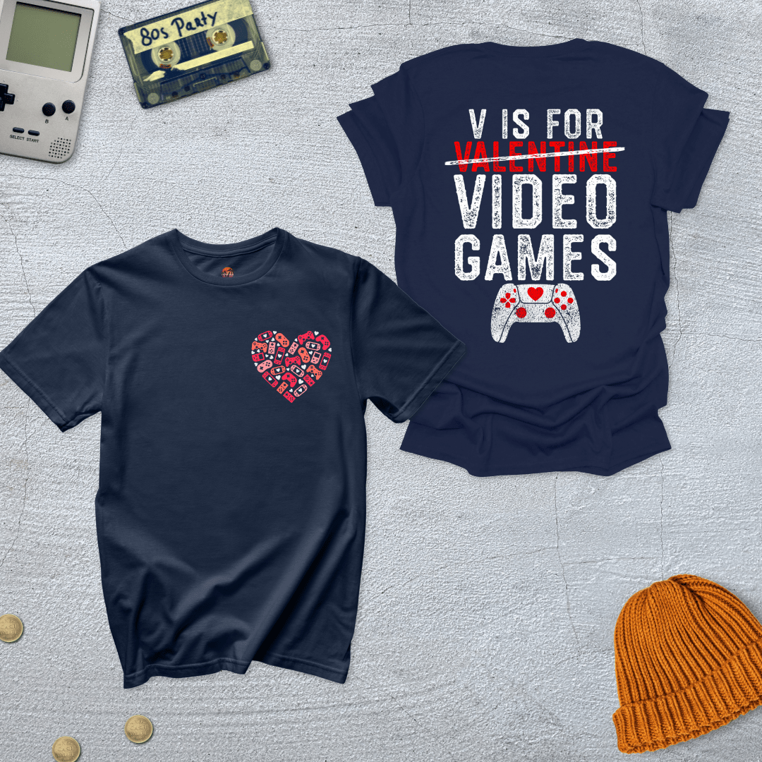 Printify T-Shirt Navy / S V for Videogame - Shirt